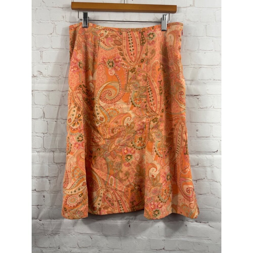 Le Suit Skirt Womens Size 12 Peach Paisley Fully Lined Casual